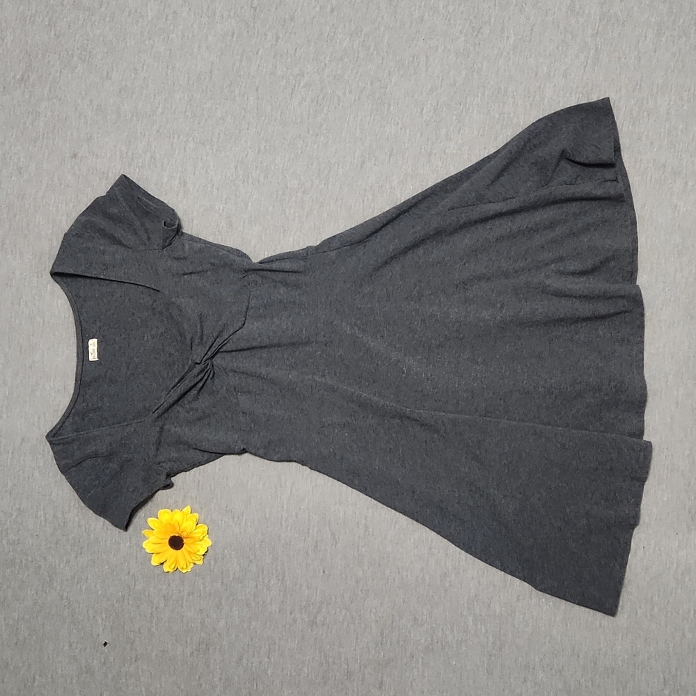 Y2K Hollister Gray Knit Casual Fit & Flare A-Line Skater Summer Fall Mini Dress - Picture 3 of 10